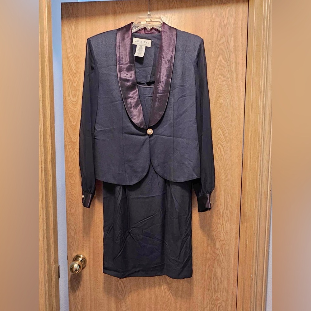 J.R. NITES by Caliendo Vintage Skirt Suit w/ See Through Arms